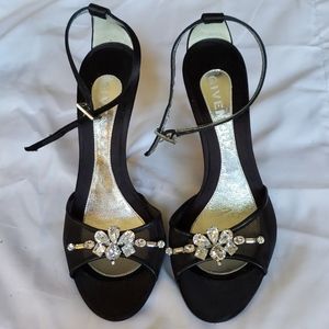 Givenchy Black Rhinestone Ankle Strap heels.
